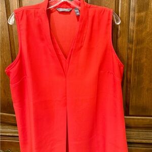 Lisa Rinna Collection Vibrant Red V-Neck Blouse